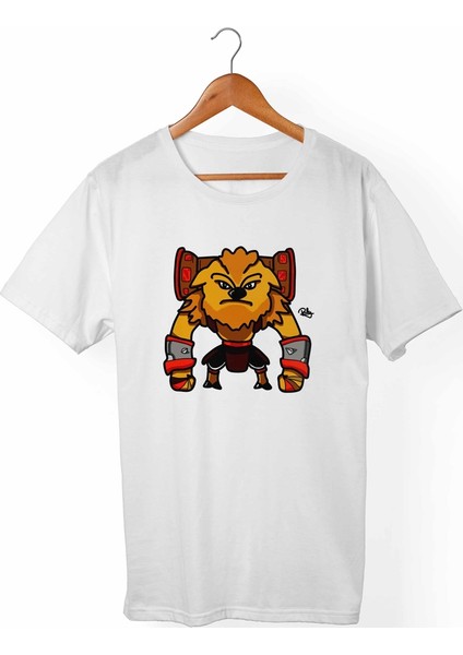 Dota 2 Earthshaker Unisex-Erkek Beyaz T-Shirt