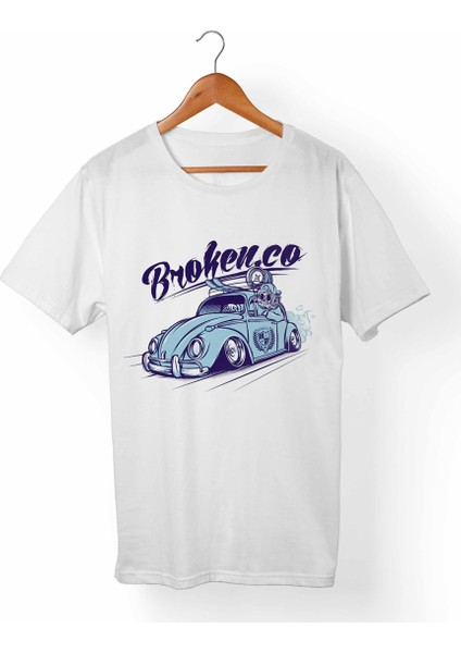 Vw Beetle Unisex-Erkek Beyaz T-Shirt