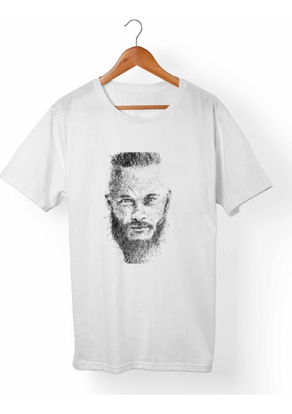 Vikings Ragnar Lothbrok Unisex-Erkek Beyaz T-Shirt