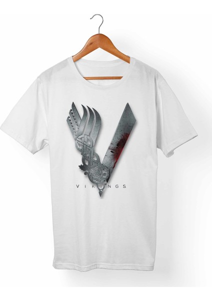 Vikings Ragnar Lothbrok Unisex-Kadın Beyaz T-Shirt