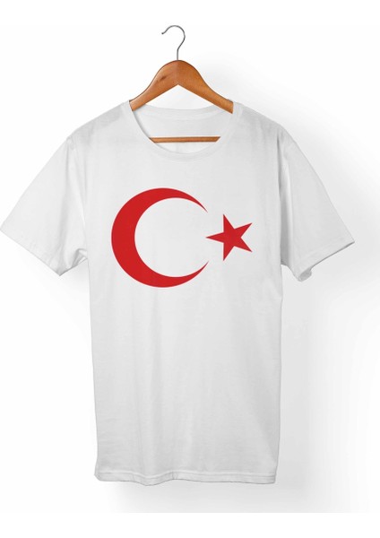 Ay Yıldız Türk-Bozkurt Unisex-Kadın Beyaz T-Shirt
