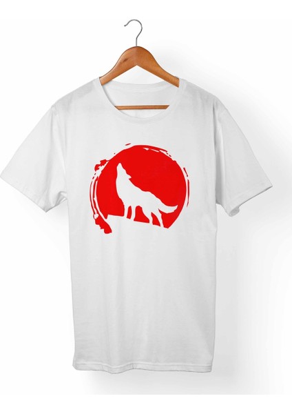 Ay Yıldız Türk-Bozkurt Unisex-Erkek Beyaz T-Shirt