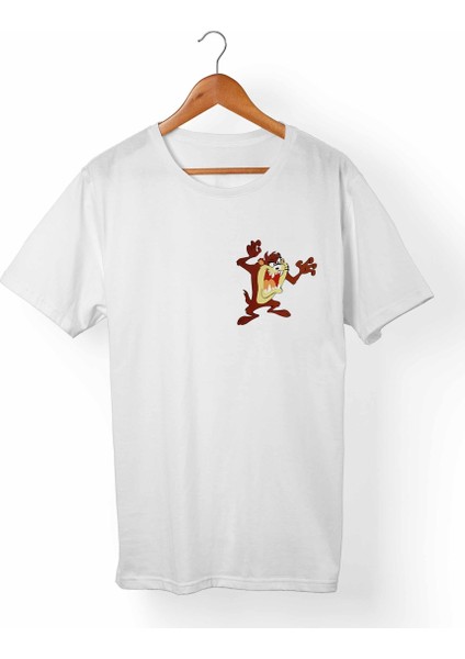 Tazmanya Canavarı Unisex-Kadın Beyaz T-Shirt
