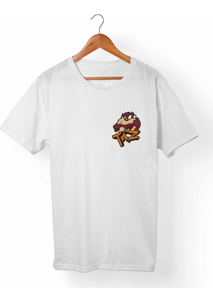 Tazmanya Canavarı Unisex-Erkek Beyaz T-Shirt