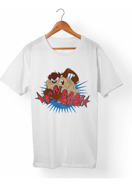 Tazmanya Canavarı Unisex-Kadın Beyaz T-Shirt