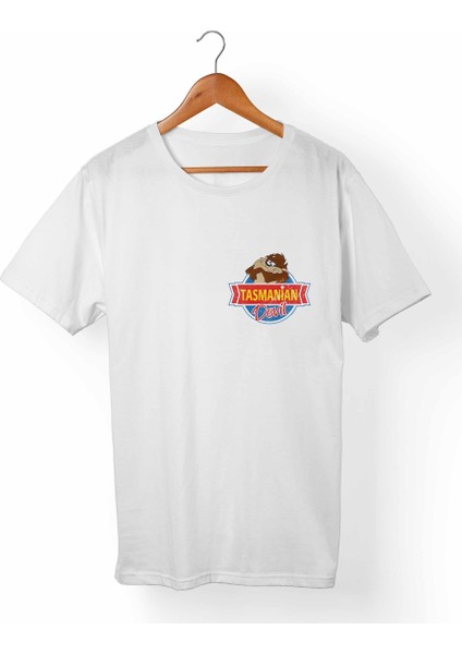 Tazmanya Canavarı Unisex-Erkek Beyaz T-Shirt