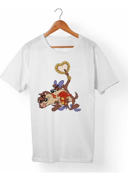 Tazmanya Canavarı Unisex-Kadın Beyaz T-Shirt