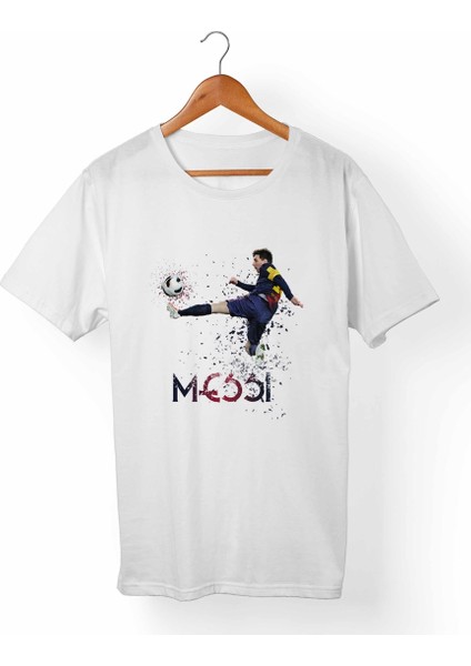 Messi Unisex-Erkek Beyaz T-Shirt