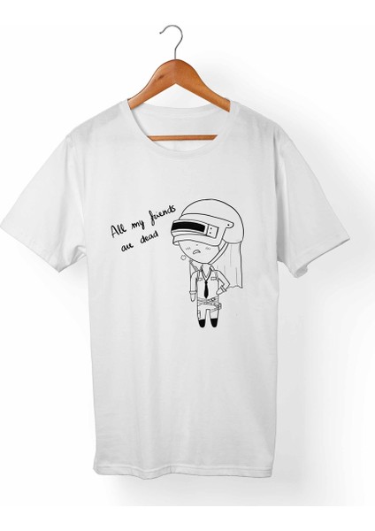Pubg Playerunknown'S Battlegrounds Unisex-Kadın Beyaz T-Shirt