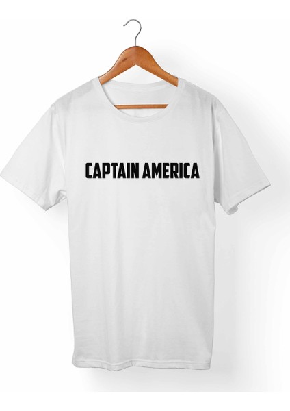 Captain America Unisex-Kadın Beyaz T-Shirt