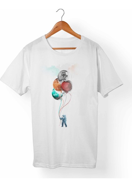 Spacemans Unisex-Erkek Beyaz T-Shirt