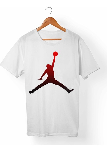 M.Jordan-Nba Unisex-Erkek Beyaz T-Shirt