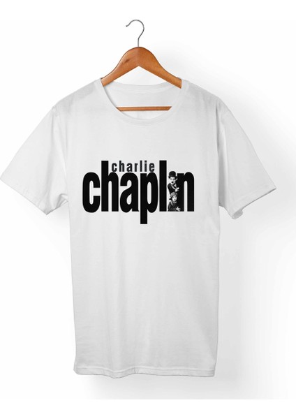 Charlie Chaplin Unisex-Erkek Beyaz T-Shirt