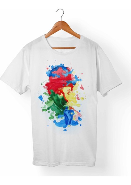 Charlie Chaplin Unisex-Kadın Beyaz T-Shirt