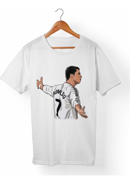 Cristian Ronaldo Cr7 Unisex-Erkek Beyaz T-Shirt