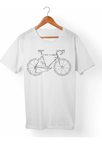Bisiklet Baskılı Beyaz T-Shirt