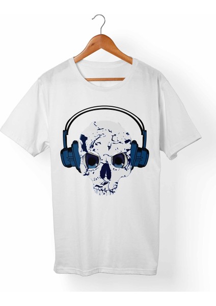 Kuru Kafa-Skull Beyaz T-Shirt