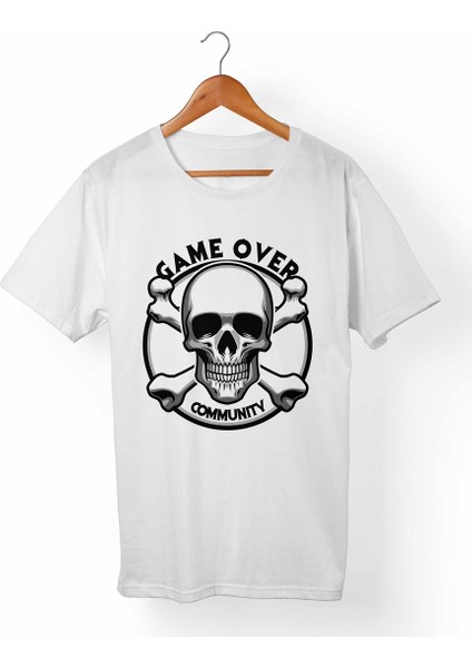 Kuru Kafa-Skull Beyaz T-Shirt
