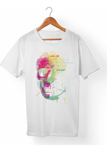 Kuru Kafa-Skull Beyaz T-Shirt