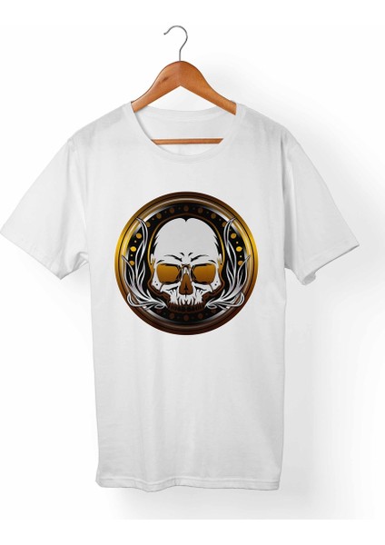 Kuru Kafa-Skull Beyaz T-Shirt