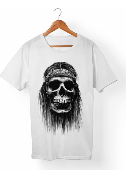 Kuru Kafa-Skull Beyaz T-Shirt