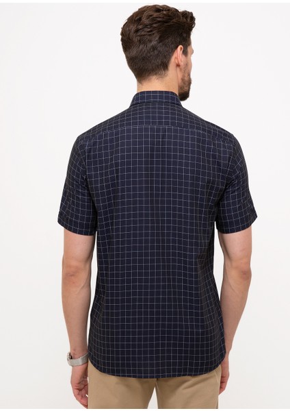 Erkek Lacivert Regular Fit Kısa Kollu Gömlek 50203461-VR033
