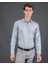 Slim Fit Mavi Armürlü Erkek Gömlek 1