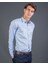 Slim Fit Mavi Armürlü Erkek Gömlek 2