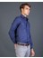 Slim Fit Armürlü Mavi Erkek Gömlek 2