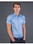 Slim Fit Kısa Kol Düz Mavi Erkek Gömlek 1