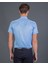 Slim Fit Kısa Kol Düz Mavi Erkek Gömlek 3