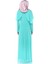 Baby Shower Melek Kol Tesettür Mint Yeşil Hamile Elbisesi 3