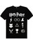 Hp Semboller Siyah Kısa Kollu Unisex Çocuk T-Shirt 2