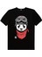 Bandanalı Panda Siyah Kısa Kollu Unisex Çocuk T-Shirt 2