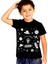 Uzayda Astronot Siyah Kısa Kollu Unisex Çocuk T-Shirt 1
