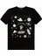 Uzayda Astronot Siyah Kısa Kollu Unisex Çocuk T-Shirt 2
