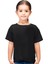 Düz Baskısız Basic Siyah Kısa Kollu Unisex Çocuk T-Shirt 1