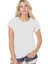 Düz Baskısız Basic Beyaz Kısa Kollu Kadın Kadın T-Shirt 1