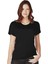 Düz Baskısız Basic Siyah Kısa Kollu Kadın Kadın T-Shirt 1