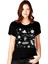 Uzayda Astronot Siyah Kısa Kollu Kadın Kadın T-Shirt 1