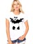 Uzi Tabancalı Panda Beyaz Kısa Kollu Kadın Kadın T-Shirt 1