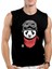 Bandanalı Panda Siyah Kesik Kol Kolsuz T-Shirt Atlet 2