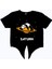 Satürnde Panda Siyah Kesik Crop Top Bağlı Kadın T-Shirt 3