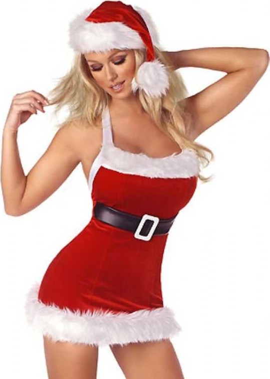Merry See Kadife Yılbaşı Kız Kostümü Şapkalı
