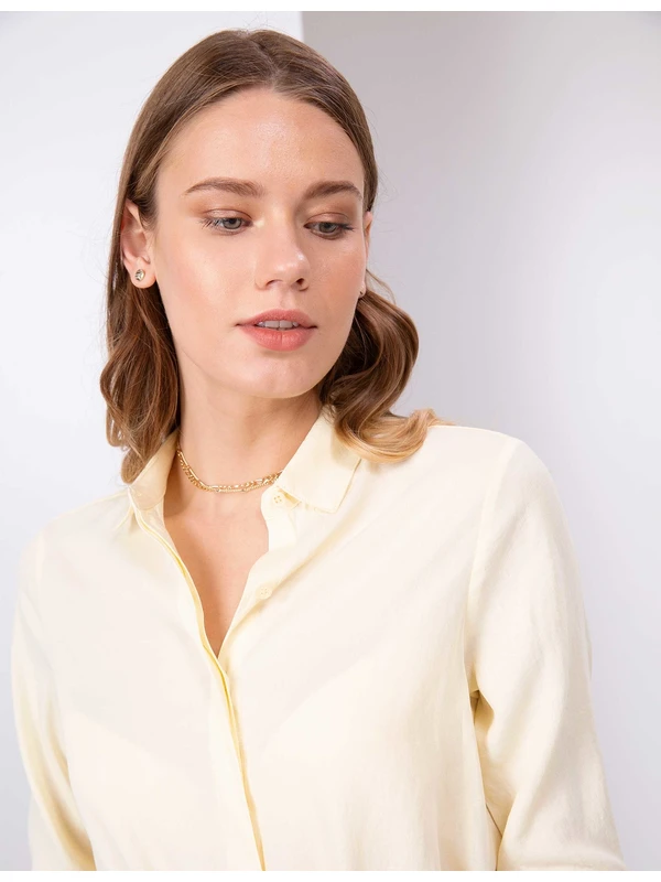 Pierre Cardin Kadın Açık Sarı Dokuma Gömlek 50202629-VR004