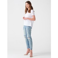 Dilvin 3471 Bsiklet Yaka Basic T-Shirt-Beyaz