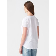 Dilvin 3471 Bsiklet Yaka Basic T-Shirt-Beyaz