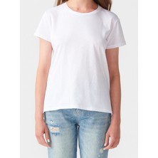 Dilvin 3471 Bsiklet Yaka Basic T-Shirt-Beyaz