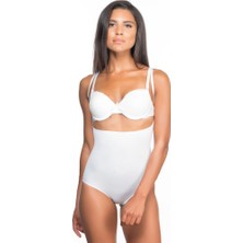 Emay 2073 Göğsü Açık Desenli Slip Boy Korsesi Beyaz