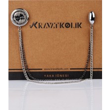 La Pescara Gümüş Balık Burcu Taşlı Zincirli Yaka İğnesi YI289